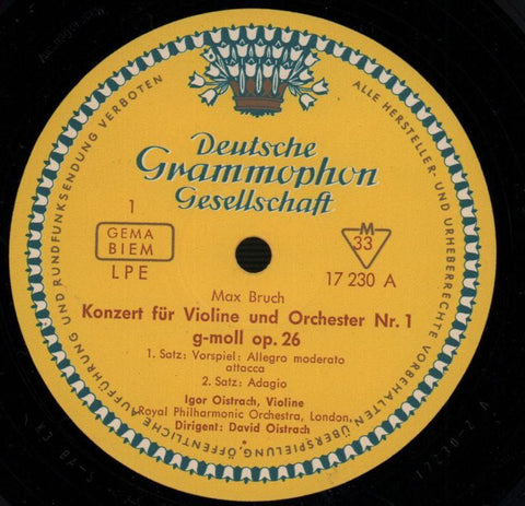Violinkonzert Nr.1 Igor Oistrach-Deutsche Grammophon-10" Vinyl-VG/VG+