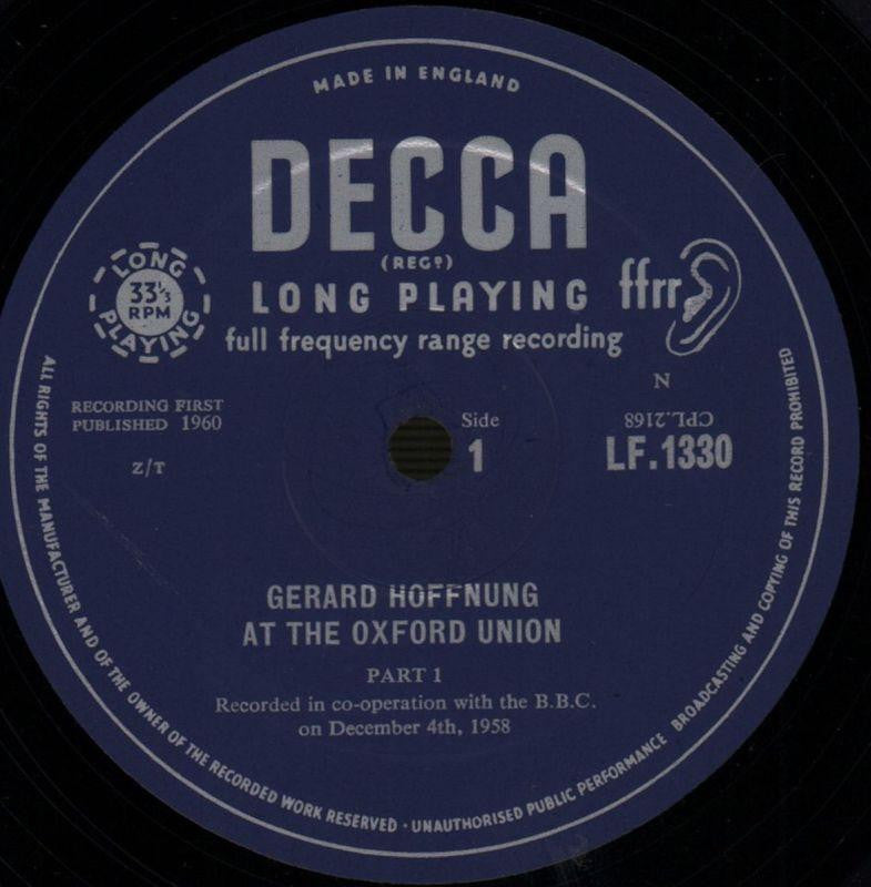 At The Oxford Union-Decca-10" Vinyl-VG/VG