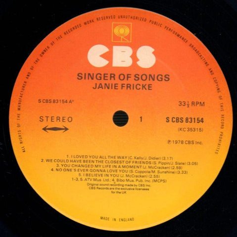 Singer Of Songs-CBS-Vinyl LP-VG/NM