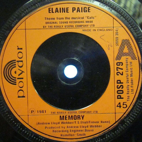 Elaine Paige-Memory-Polydor-7" Vinyl