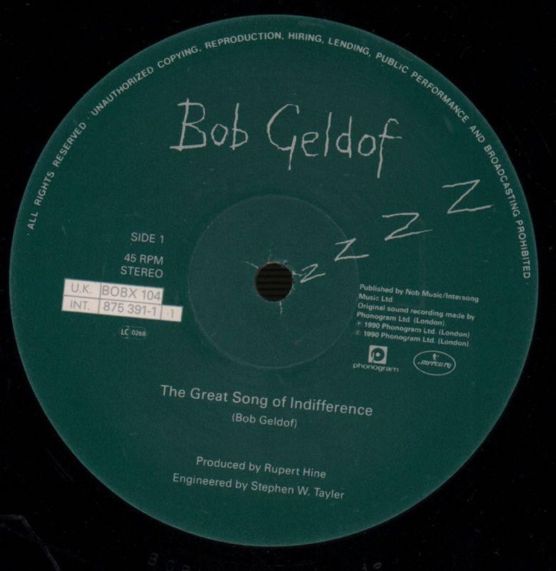 The Great Song Of Indifference-Mercury-12" Vinyl P/S-VG/VG