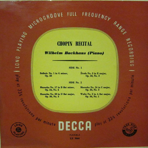 Chopin-Recital : Wilhelm Backhaus-Decca-10" Vinyl