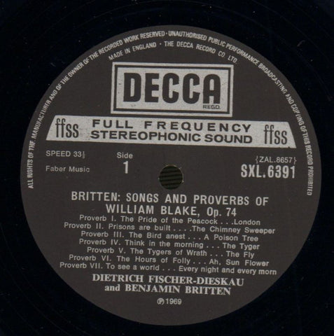 Songs & Proverbs Of William Blake-Decca-Vinyl LP-VG/VG