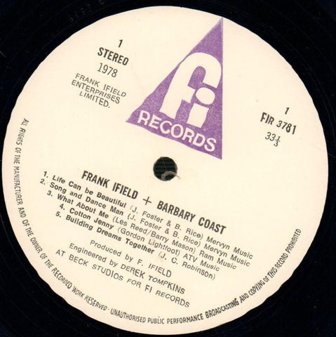 Frank Ifield & Barbary Coast-F.I-Vinyl LP-VG+/VG