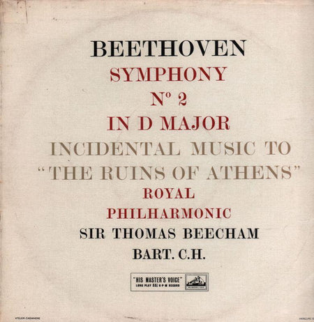 Beethoven-Symphony No.2 Thomas Beecham Royal Philharmonic-HMV-Vinyl LP
