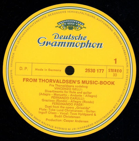 From Thorvaldsen's Music-Book-Deutsche Grammophon-Vinyl LP-VG/NM