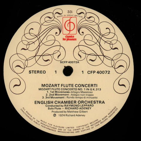 Flute Concerti-Raymond Leppard-CFP-Vinyl LP-Ex/Ex