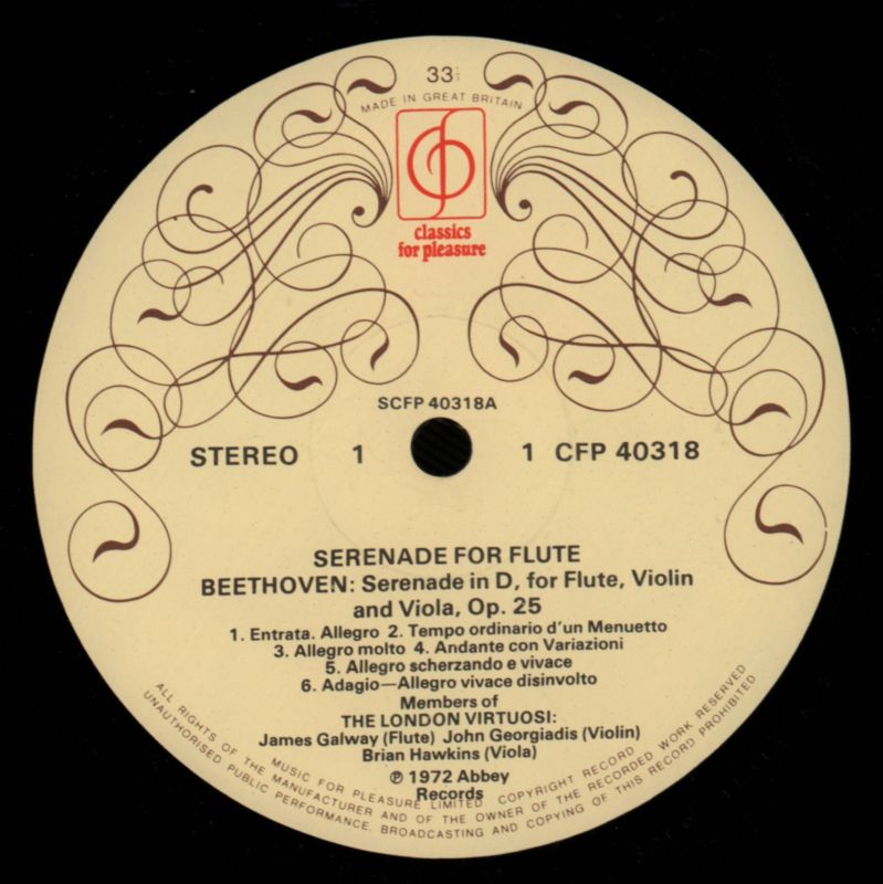 Serenade For Flute-CFP-Vinyl LP-Ex/Ex