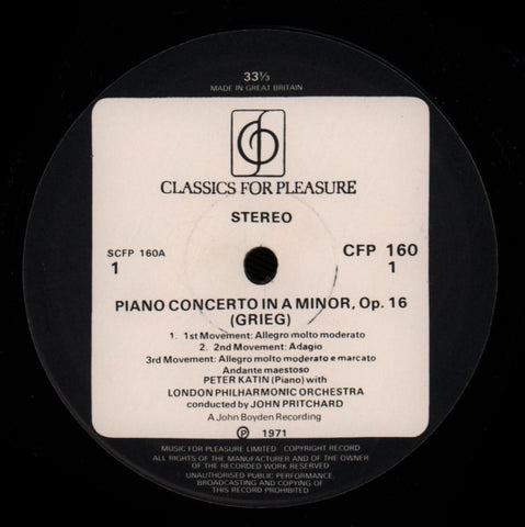 Piano Concerto No.1-Peter Katin-CFP-Vinyl LP-VG/VG+
