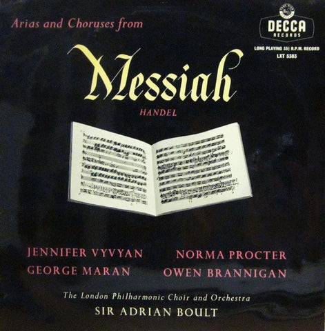 Handel-Arias And Choruses From Messiah-Decca-Vinyl LP