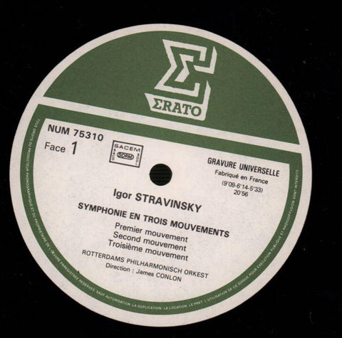 Symphonie En 3 Mouvements-Erato-Vinyl LP-VG+/Ex+