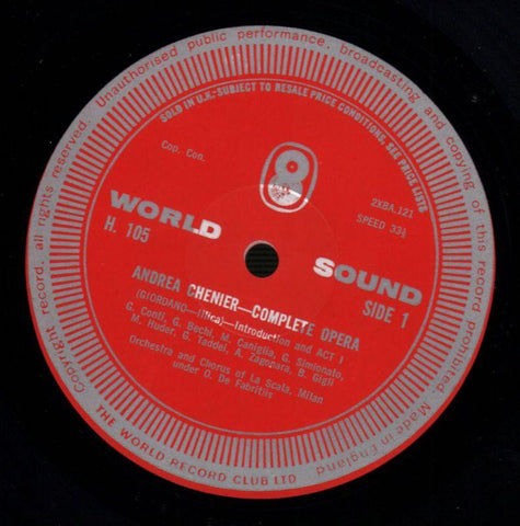 Andrea Chenier-World Record-2x12" Vinyl LP Gatefold-Ex/NM