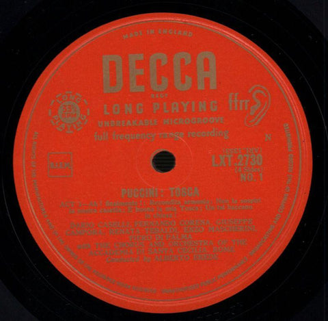 Tosca Alberto Erede Record 1-Decca-Vinyl LP-VG/VG+