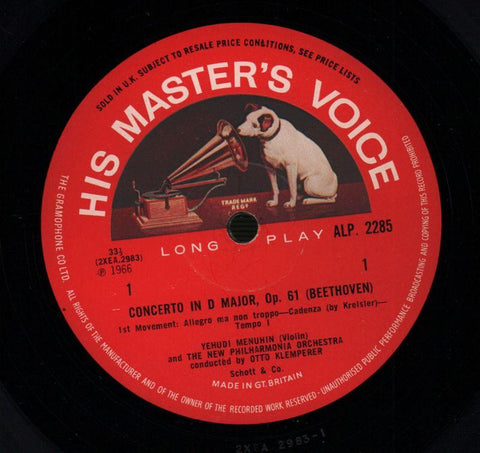 Violin Concerto Menuhin/Klemperer-HMV-Vinyl LP-VG/VG