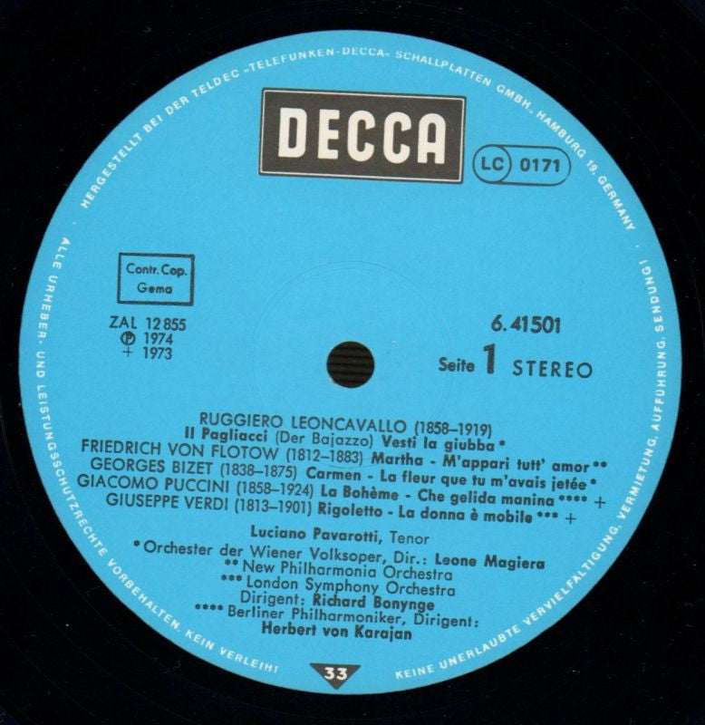 Tenorarien-Decca-Vinyl LP-VG+/Ex