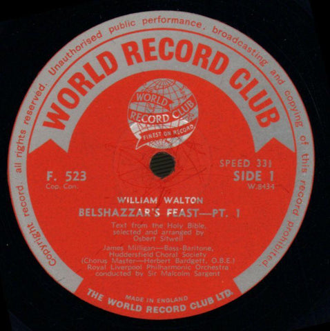 Belshazzar's Feast-World Record Club-Vinyl LP-VG/NM