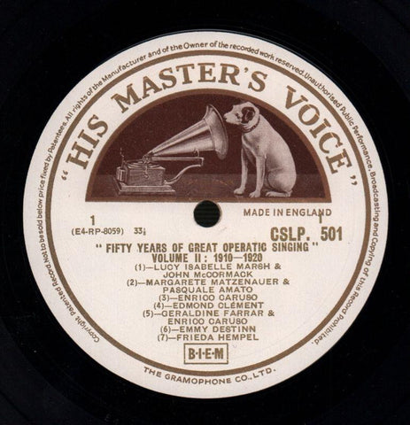 Fifty Years Of Great Operatic Singing Volume II-HMV-Vinyl LP-VG+/Ex