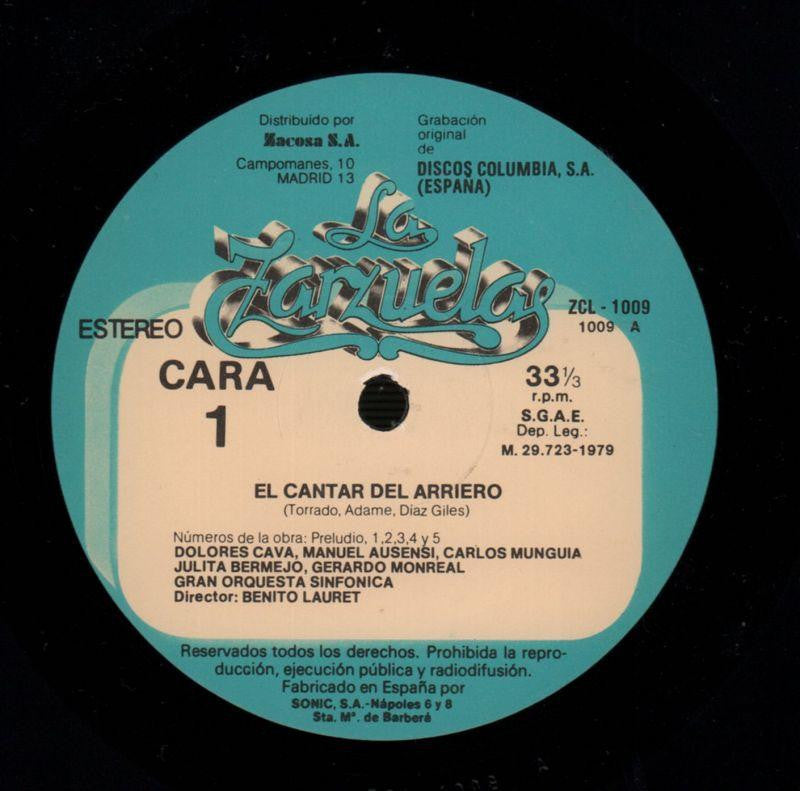 El Cantar Del Arriero Lauret-Zacosa-Vinyl LP-VG/Ex+