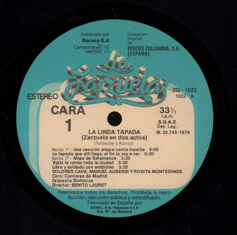La Linda Tapada Benito Lauret-Zacosa-Vinyl LP-VG/Ex+