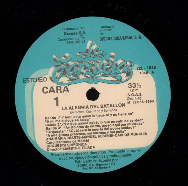 La Alegria Del Batallon Benito Lauret-Zacosa-Vinyl LP-VG/Ex+