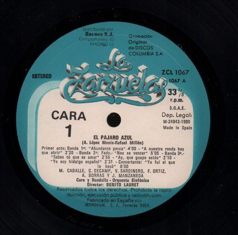 El Pajaro Azul Benito Lauret-Zacosa-Vinyl LP-VG/Ex+