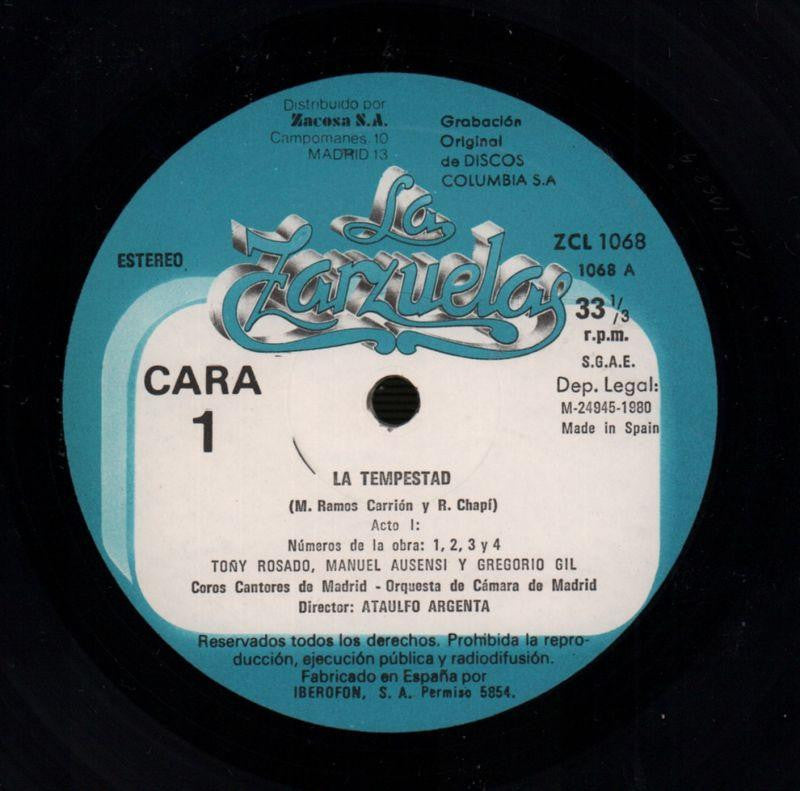 La Tempestad 1a Parte Argenta-Zacosa-Vinyl LP-VG/Ex+