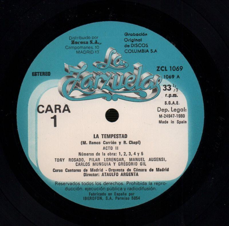 La Tempestad 2a Parte Argenta-Zacosa-Vinyl LP-VG/Ex+