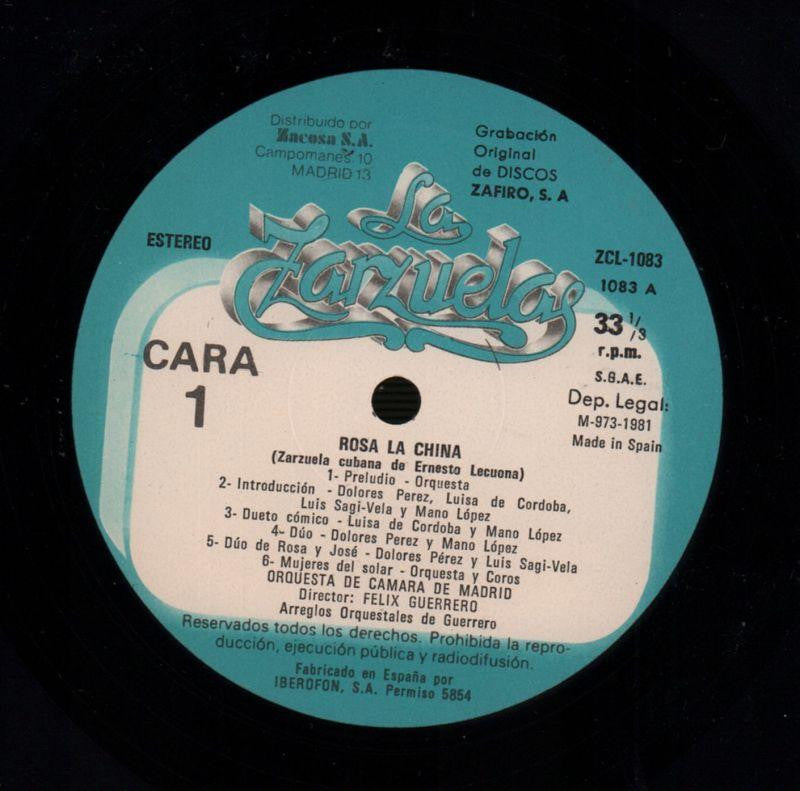Rosa La China Felix Guerrero-Zacosa-Vinyl LP-VG/Ex+