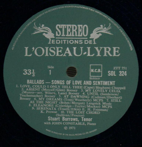 Songs Of Love And Sentiment-L'Oiseau Lyre-Vinyl LP-Ex-/Ex