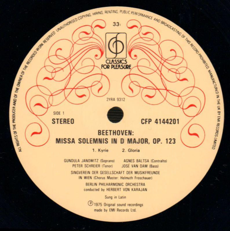 Missa Solemnis Karajan-EMI-2x12" Vinyl LP Gatefold-VG+/Ex-