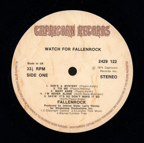 Watch For Fallenrock-Capricorn-Vinyl LP-VG+/VG