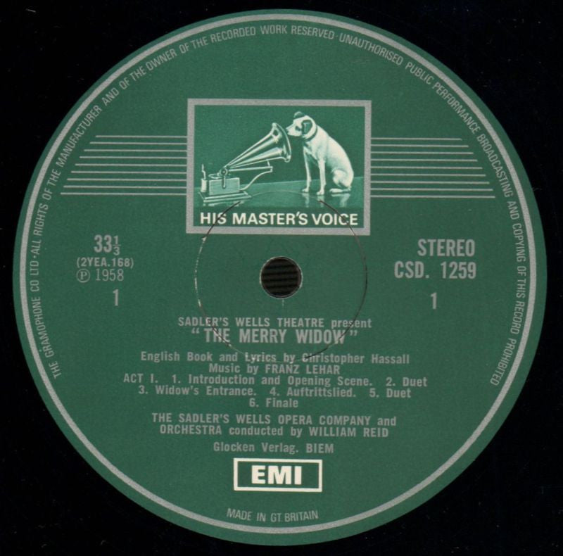 The Merry Widow Conducted By William Reid-HMV-Vinyl LP-Ex/Ex+