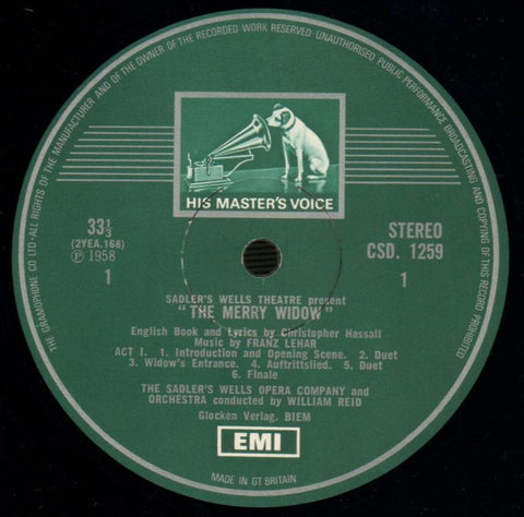 The Merry Widow Conducted By William Reid-HMV-Vinyl LP-Ex/Ex+