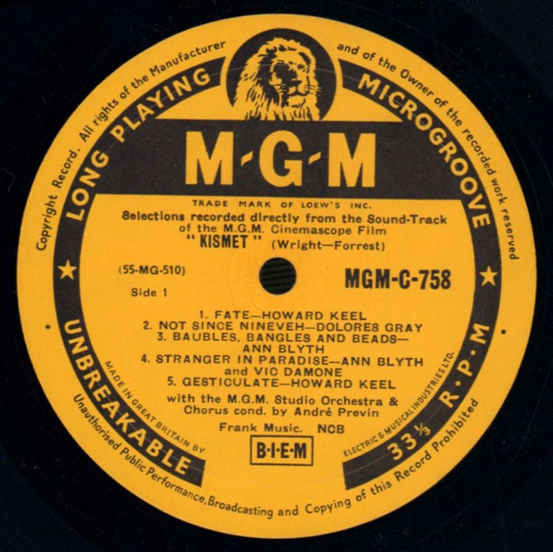 Kismet Howard Keel/Vic Damone-MGM-Vinyl LP-Ex-/VG+