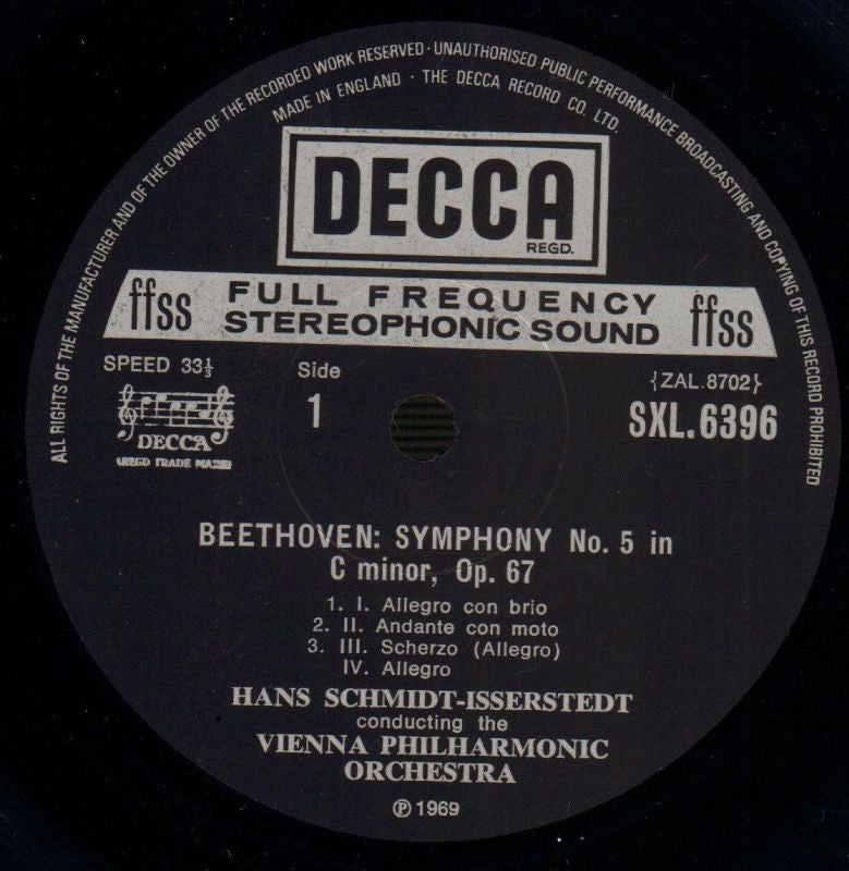 Symphony No.5-Vienna Philharmonic/Schmidt-Isserstedt-Decca-Vinyl LP-VG/Ex-