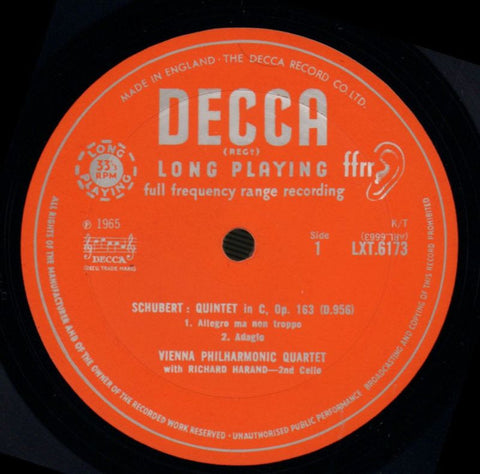 String Quintet-Vienna Philharmonic-Decca-Vinyl LP-VG+/Ex