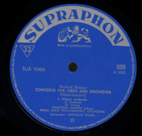 Concert For Oboe And Orchestra-Supraphon-Vinyl LP-VG/Ex