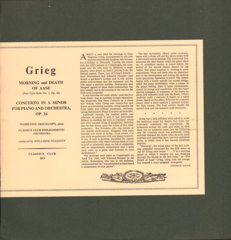 GriegMorning And Death Of Aase-Classic Club-Vinyl LP-VG+/Ex