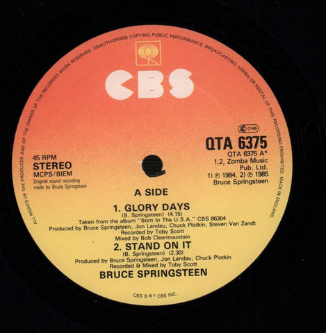 Glory Days-CBS-12" Vinyl P/S-VG+/NM