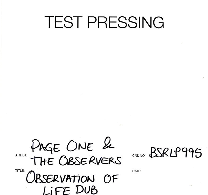 Observation Of Life Dub-Burning Sounds-Vinyl LP Test Pressing-M/M
