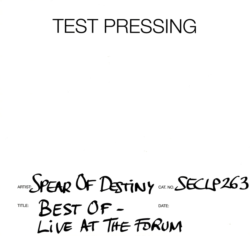 Best Of - Live At The Forum-Secret-Vinyl LP Test Pressing-M/M