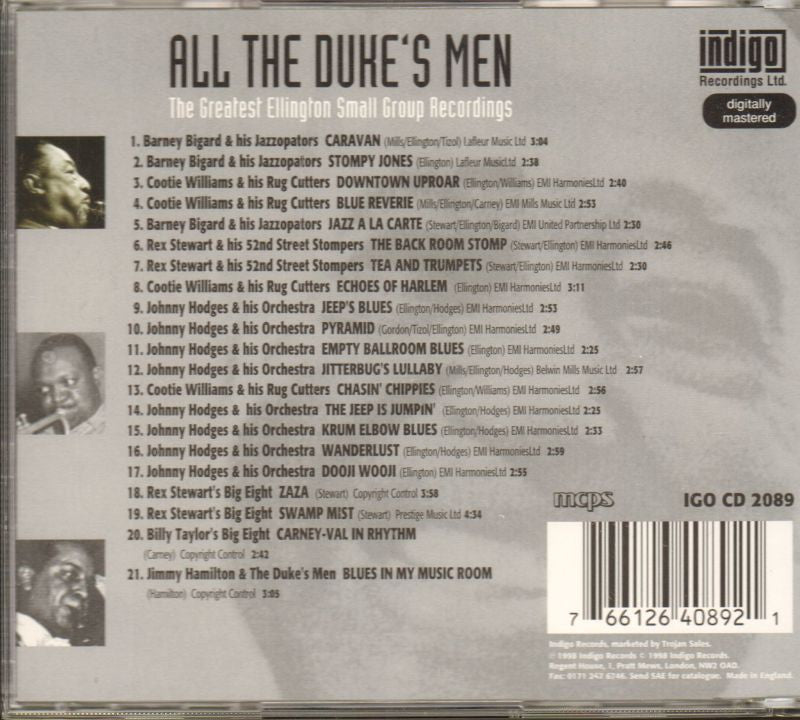 All The Dukes Men Ellington Small Group-Indigo-CD Album-New