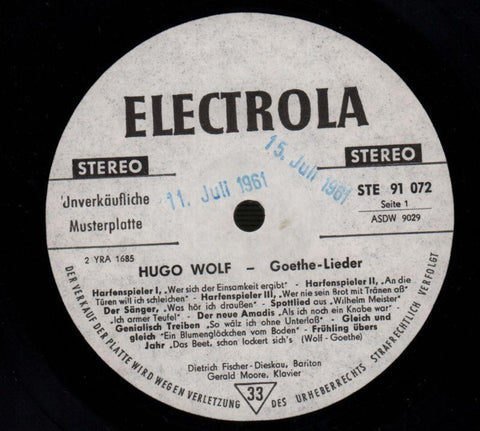 Hugo Wolf-Goethe Lieder-Electrola-Vinyl LP