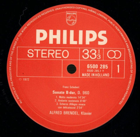Sonata In B Flat Alfred Brendel-Philips-Vinyl LP-VG+/NM