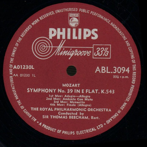 Symphony No. 39, No. 40/ Beecham-Philips-Vinyl LP-Ex-/NM