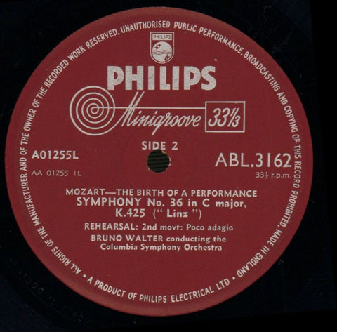 Symphony No. 36 Linz/ Bruno Walter-Philips-Vinyl LP-Ex-/Ex