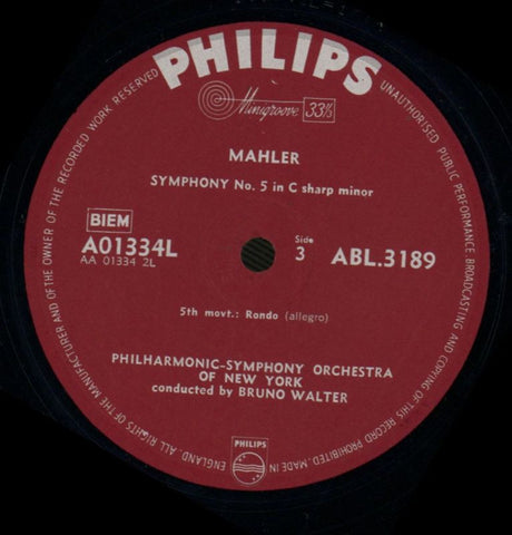 Symphony No.5/ Bruno Walter-Philips-Vinyl LP-Ex-/VG