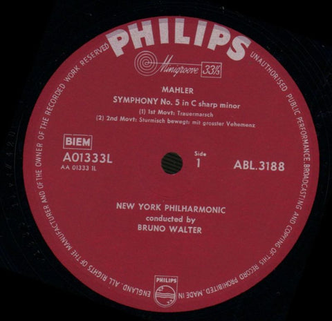 Symphony No.5/ Bruno Walter-Philips-Vinyl LP-Ex/VG