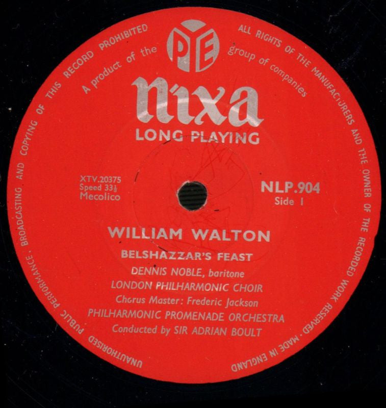 Belshazzar's Feast/Sir Adrian Boult-NIXA-Vinyl LP-VG/VG+