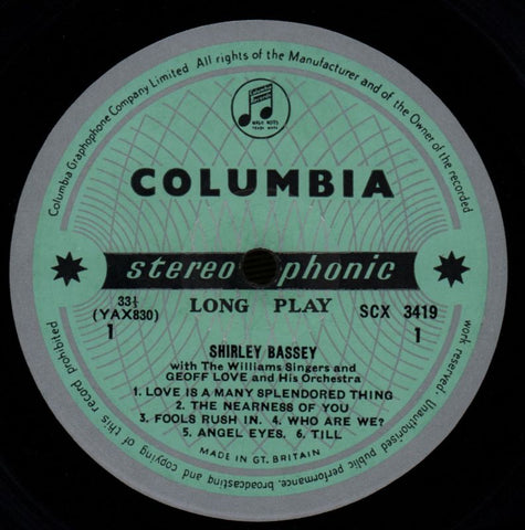 Shirley Bassey-Columbia-Vinyl LP-G/G-